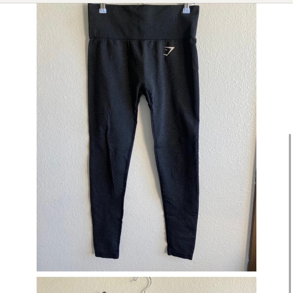 Gymshark M Gray Black Seamless Thick Waistband High Waisted Leggings